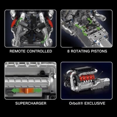 Motorised German V8 Engine With Gearbox ModelCars Building Block Toys | 1168PCS - Image 4