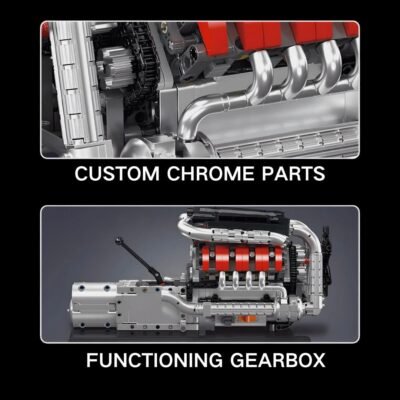 Motorised German V8 Engine With Gearbox ModelCars Building Block Toys | 1168PCS - Image 5