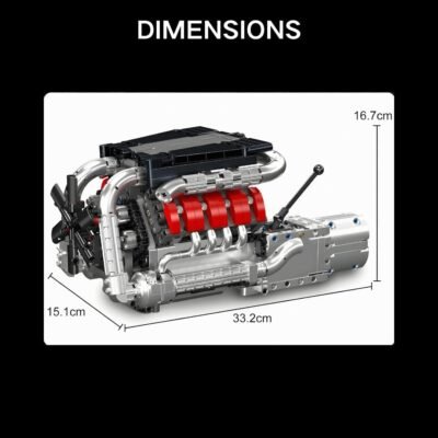 Motorised German V8 Engine With Gearbox ModelCars Building Block Toys | 1168PCS - Image 7