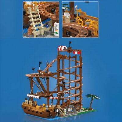 Thrilling Pirate Roller Coaster Building Blocks | 2173PCS Exciting Model Kit for Adventure Fans - Image 4