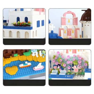 Charming Santorini Building Blocks | 1376PCS Stunning Greek Island Architecture Model Kit - Image 3