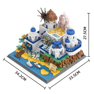 Charming Santorini Building Blocks | 1376PCS Stunning Greek Island Architecture Model Kit - Image 4