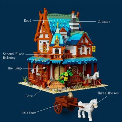 Enchanting Medieval Post Station Building Blocks | 1769PCS Historic Architecture Model Kit - Image 4