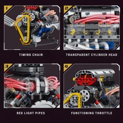 Motorised Hot Rod V8 Engine ModelCars Building Block Toys | 662PCS - Image 5