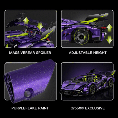 Purple Flake edltion V10 Supercar ModelCars Building Block Toys  | 3658PCS - Image 5