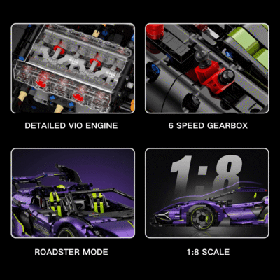 Purple Flake edltion V10 Supercar ModelCars Building Block Toys  | 3658PCS - Image 6